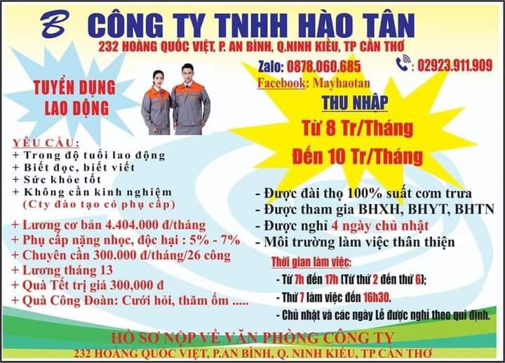 Công ty TNHH Hào Tân cần tuyển dụng