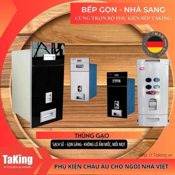 Thùng gạo mặt gương điện tử cao cấp TaKing Thùng gạo mặt gương điện tử cao cấp TaKing