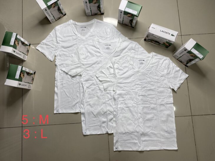 Set 3 áo Lacoste cổ tròn và cổ tim chính hãng nhập Mỹ