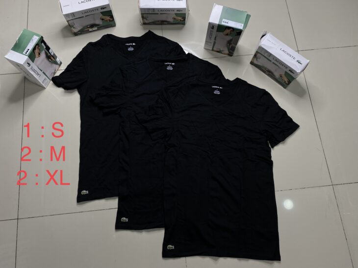 Set 3 áo Lacoste cổ tròn và cổ tim chính hãng nhập Mỹ