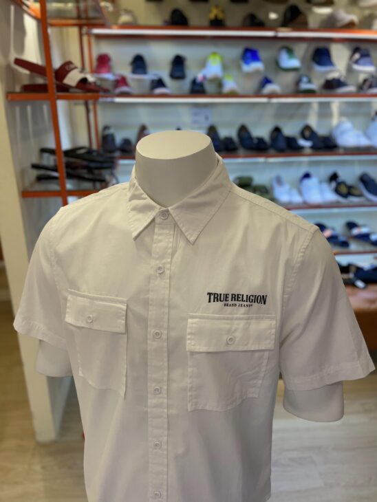 Áo Sơ Mi Trắng Chữ Đen Tay Ngắn True Religion – New – 107467 – TA03