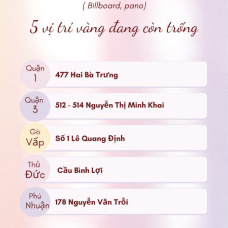 Danh sách billboard pano quảng cáo cho thuê nổi bật