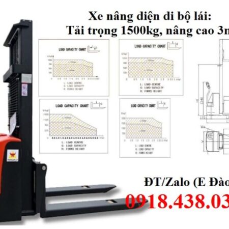Xe nâng điện cao đi bộ lái 1.5 tấn nâng cao 3m hãng Niuli giá rẻ Xe nâng điện cao đi bộ lái 1.5 tấn nâng cao 3m hãng Niuli giá rẻ