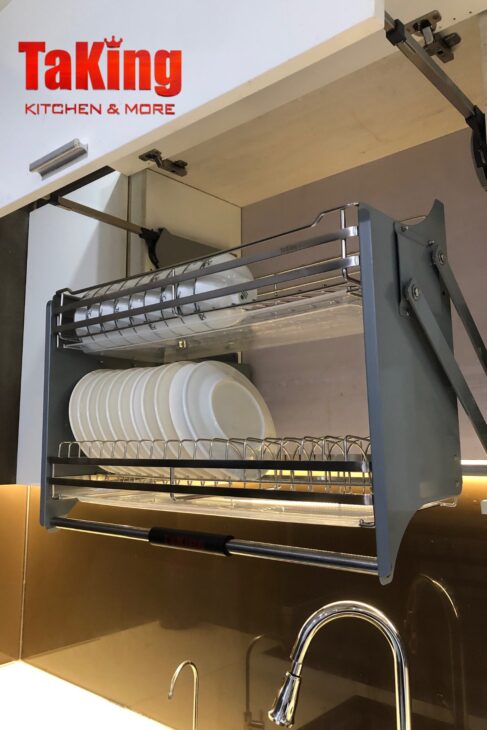 Kệ bát đĩa nâng hạ TaKing hiện đại, cao cấp, tinh tế, bề mặt điện hóa