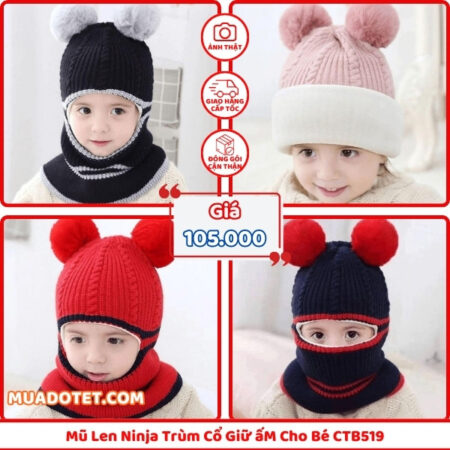 Mũ Len Ninja Trùm Cổ Giữ Ấm Cho Bé Mũ Len Ninja Trùm Cổ Giữ Ấm Cho Bé