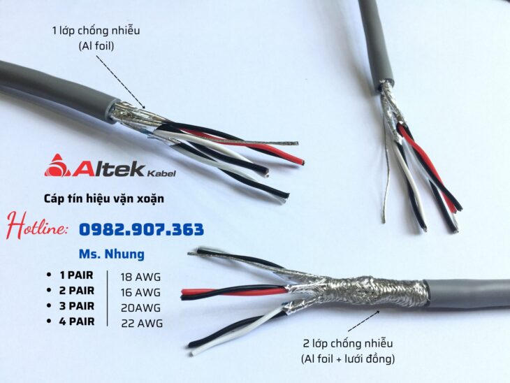 Cáp tín hiệu vặn xoắn bọc chống nhiễu từng cặp