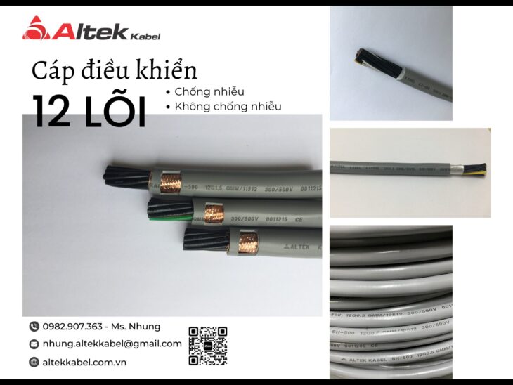 Cáp điều khiển 12 lõi Altek Kabel lõi đồng 100%, dây đánh số