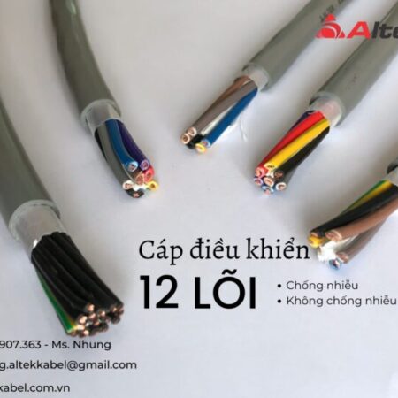 Cáp 12 lõi Altek Kabel vỏ xám ghi dây đánh số, lõi đồng mềm