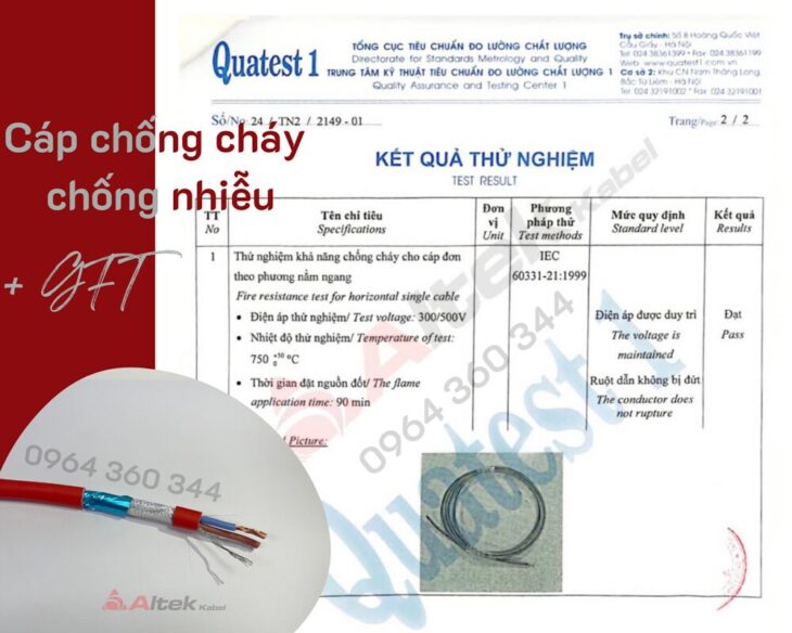 Cáp chống cháy chống nhiễu FR/CU Altek Kabel – Quatest 1
