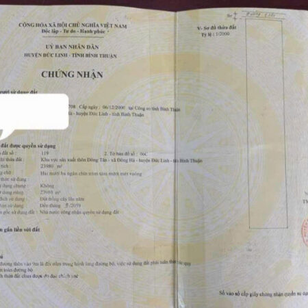 Bán đất giá 32 tỷ 2,3Ha tại Xã Gia Huynh, Tánh Linh, Bình Thuận