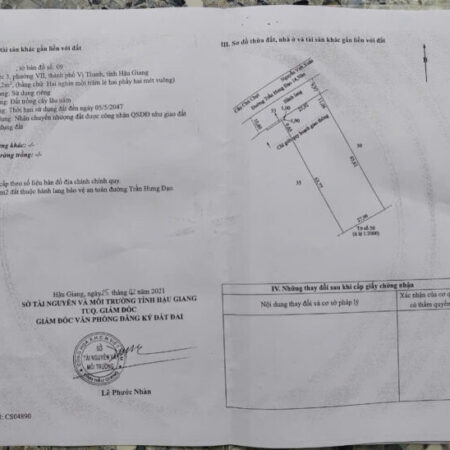 Bán Đất 2102m2 Khu Vực 3,Phường 7,Vị Thanh,Hậu Giang Đường Trần Hưng Đạo,Gia 73,5 tỷ