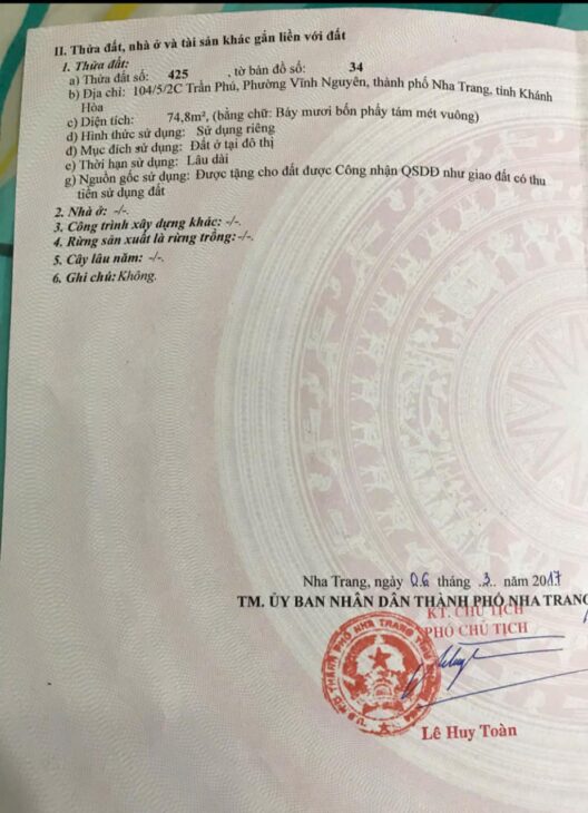 BÁN LÔ ĐẤT ĐẸP HẺM TRẦN PHÚ VĨNH NGUYÊN – NHA TRANG