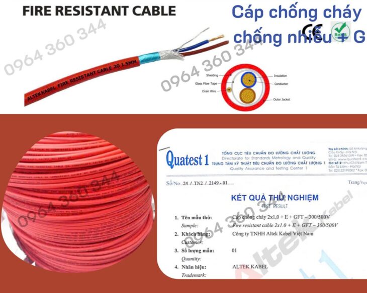 Cáp tín hiệu chống cháy chống nhiễu 2 x 1.5mm2 giá tốt