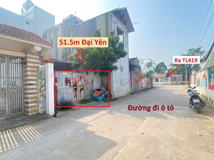 GIÁ 2,4 TỶ ĐẤT ĐẠI YÊN-CHƯƠNG MỸ D/T:51,5M