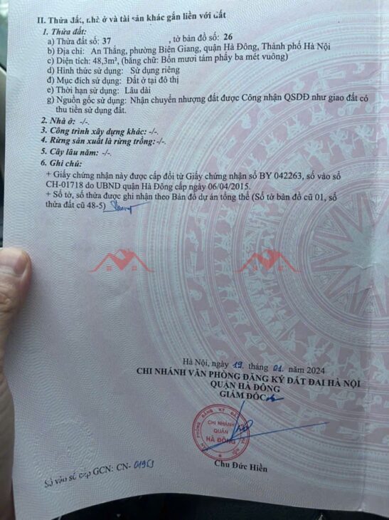 GIÁ 3,1 TỶ ĐẤT TẠI BIÊN GIANG-QUẬN HÀ ĐÔNG D/T:48,3M