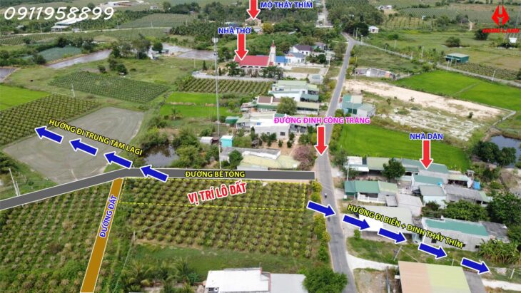 Bán 579m2 đất thổ cư 3 mặt tiền Đinh Công Tráng, thị xã LaGi gần Biển giảm giá 40%