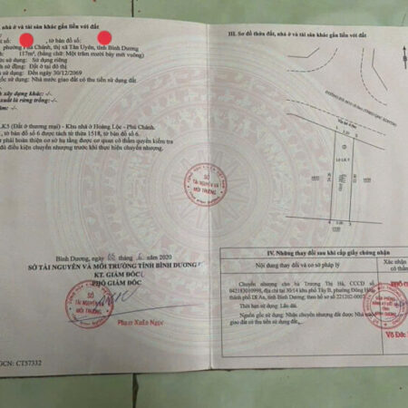 Bán đất thổ cư 117m2, Huỳnh Văn Lũy, Phú Chánh, Tân Uyên, Bình Dương – 25 tr/m2