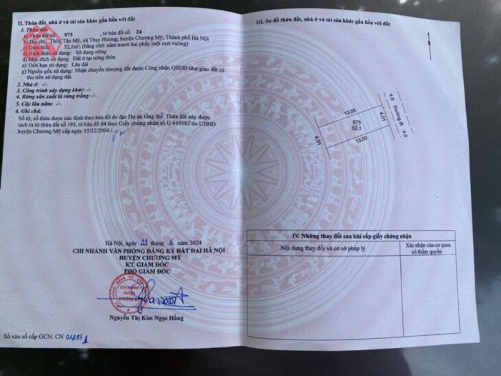 SIÊU PHẨM GIÁ 2,3 TỶ ĐẤT TẠI THỤY HƯƠNG-CHƯƠNG MỸ D/T:52,1M