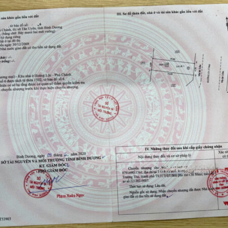 Cần Bán đất Đối diện cổng Trường cấp 1, cấp 2 Phú Chánh – TP. Tân Uyên 1.45 tỷ