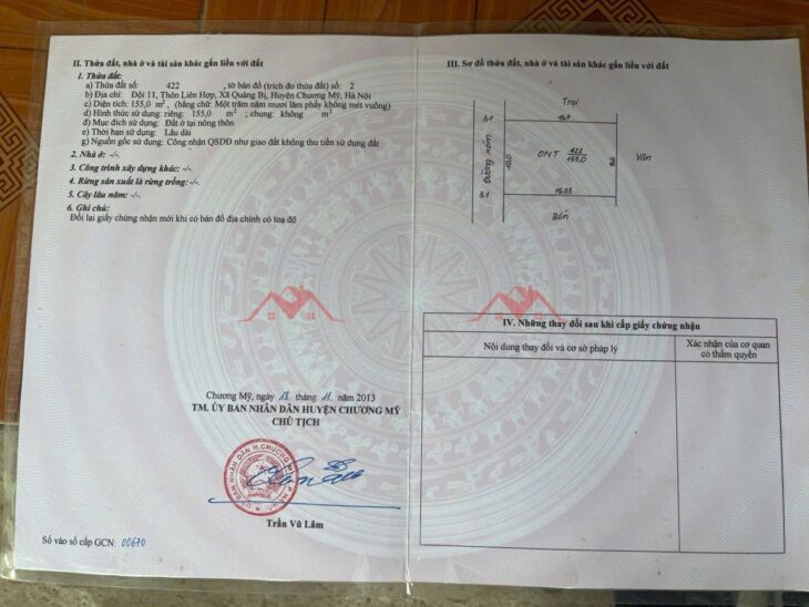 SIÊU PHẨM GIÁ 2,7 TỶ ĐẤT TẠI QUẢNG BỊ-CHƯƠNG MỸ D/T:155M