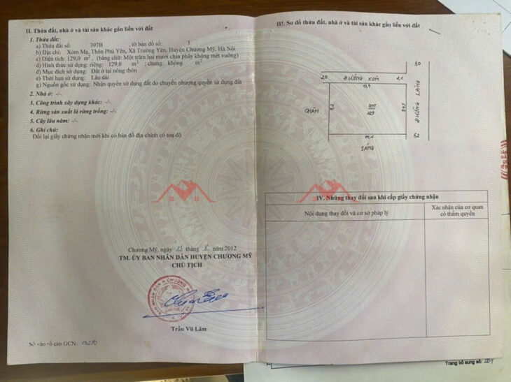 SIÊU PHẨM GIÁ 4,850 TỶ NHÀ TẠI TRƯỜNG YÊN-CHƯƠNG MỸ D/T:129M