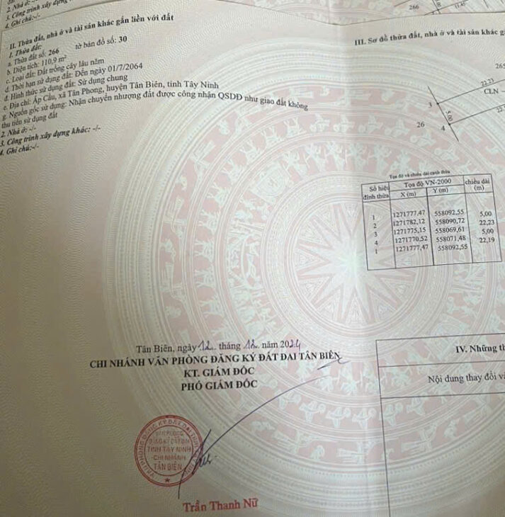 ĐẤT ĐẸP CHÍNH CHỦ – GIÁ Tốt – Vị Trí Tại : Ấp Cầu – Xã Tân Phong – Huyện Tân Biên – Tỉnh Tây Ninh