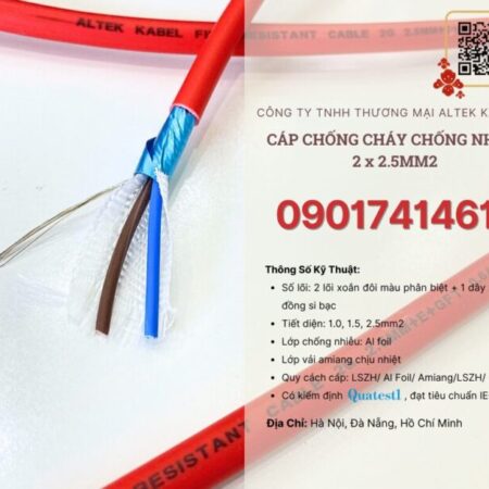 Cáp chống cháy chống nhiễu 2×2.5 IEC 60331 Đà Nẵng, Hà Nội, HCM