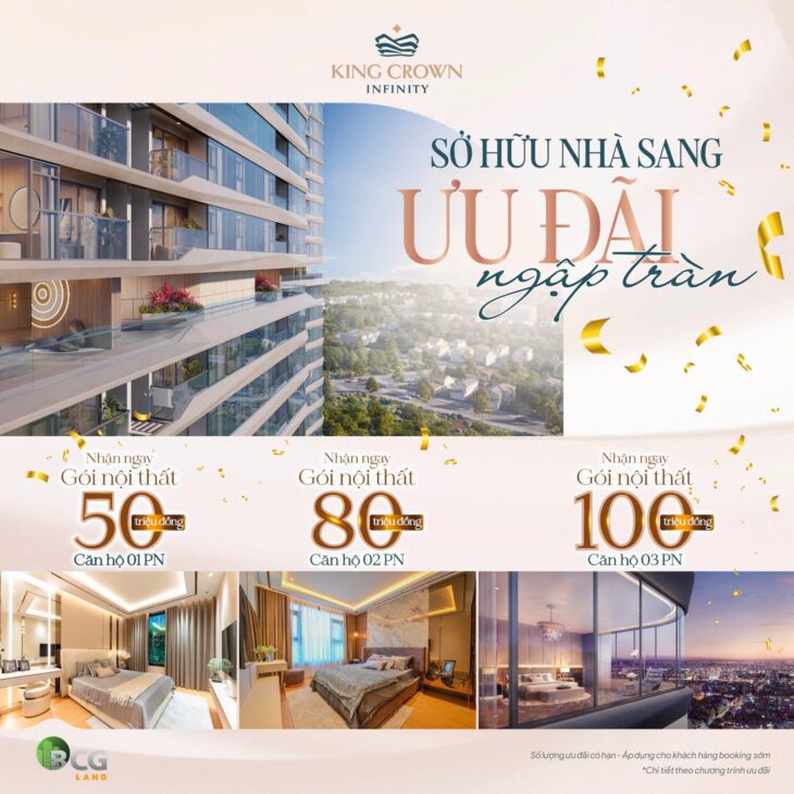 Bán căn hộ cao cấp TP Thủ Đức Võ Văn Ngân cạnh TTTM Vincom KingCrown Infinity chỉ 109tr/m2