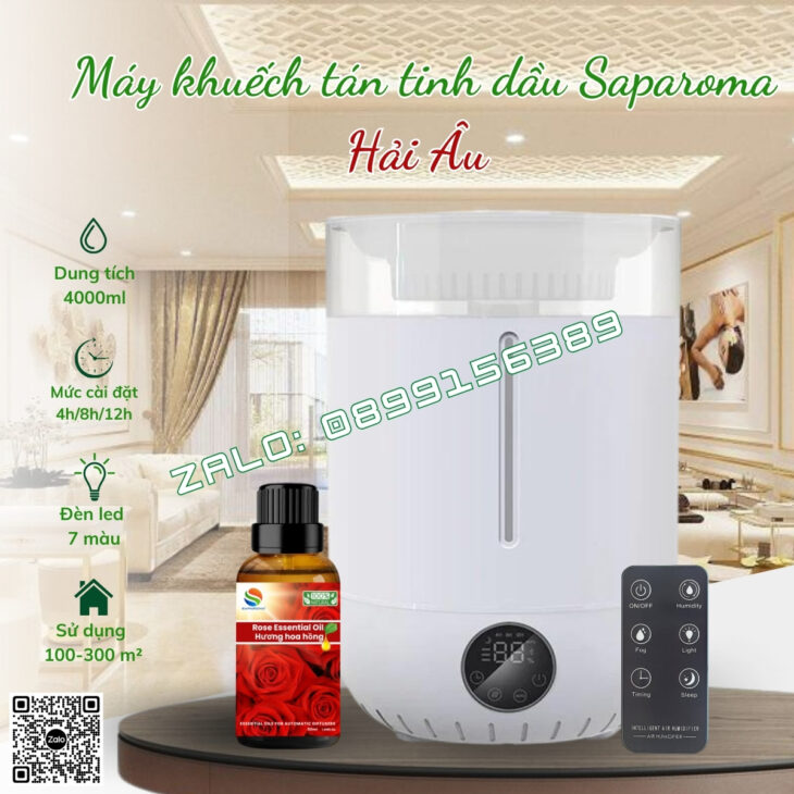 MÁY XÔNG TINH DẦU PHUN SƯƠNG CAO CẤP SAPAROMA, LOA BLUETOOTH, HIỆU ỨNG LỬA, LED 7 MÀU, THƠM PHÒNG