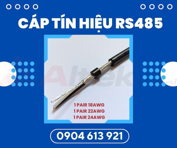 Cáp tín hiệu vặn xoắn 2 lớp chống nhiễu RS-485 24AWG 1 pair Altek Kabel