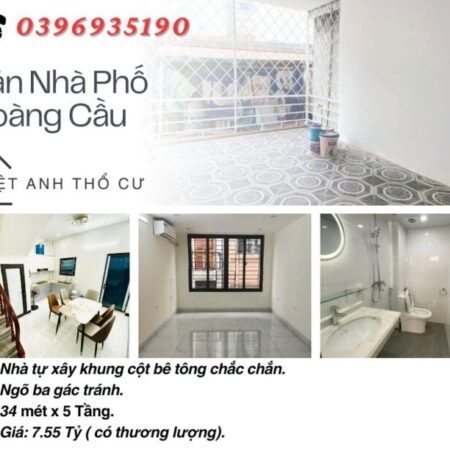 Bán nhà Phố Hoàng Cầu, HaiThoáng Trước Sau, Dân Xây Để Ở, 34mx5T, Giá: 7.55 Tỷ, Lh: 0396935190.