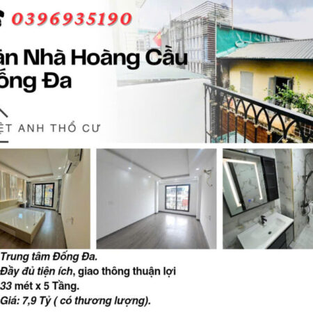 Bán nhà Phố Hoàng Cầu, Trung Tâm Quận, Bạt Ngàn TIện Ích, 33mx5T, Giá: 7.9 Tỷ, Lh: 0396935190.