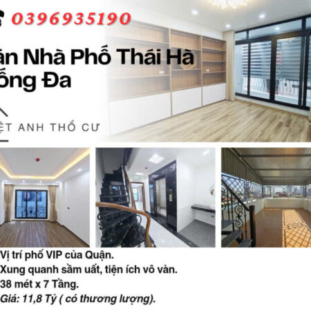 Bán nhà Phố Thái Hà, Nhà Mới Tinh, Ngõ Nông Gần Ô Tô, 38mx7T, Giá: 11.8 Tỷ, Lh: 0396935190.