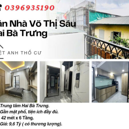 Bán nhà phố Võ Thị Sáu, Nhà Mới Tinh, Nội Thất Xịn, 42mx6T, Giá: 9.6 Tỷ, Lh: 0396935190.