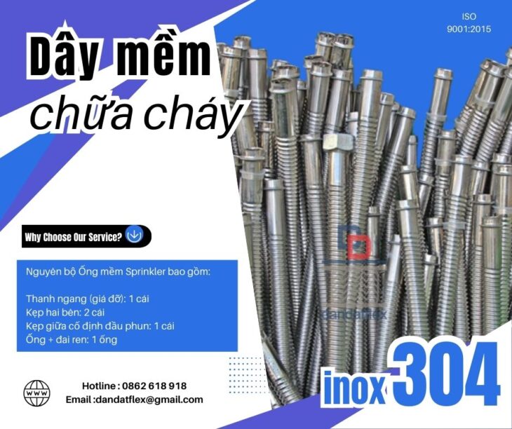 Ống nối đầu phun cứu hỏa, dây nối mềm đầu phun sprinkler, ống mềm PCCC, phụ kiện ống mềm chữa cháy