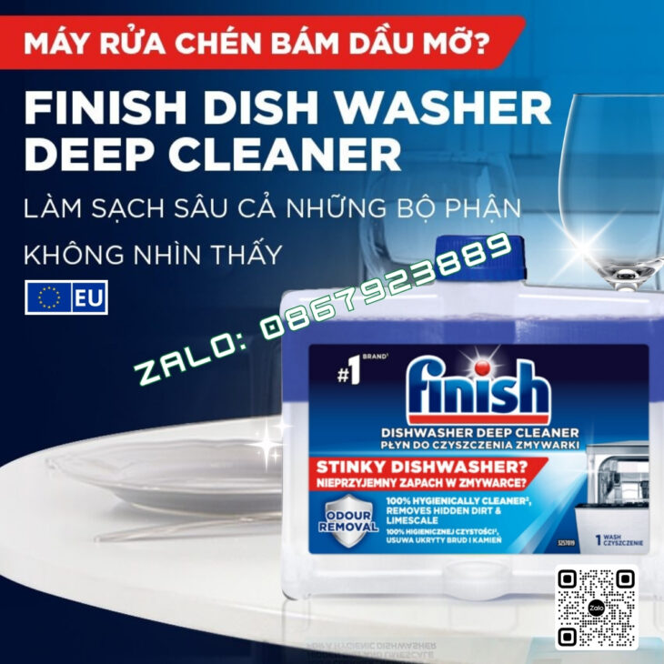 Viên vệ sinh máy rửa bát Finish Dishwasher Cleaner, loại bỏ mọi vết bẩn, hàng nhập khẩu chính hãng