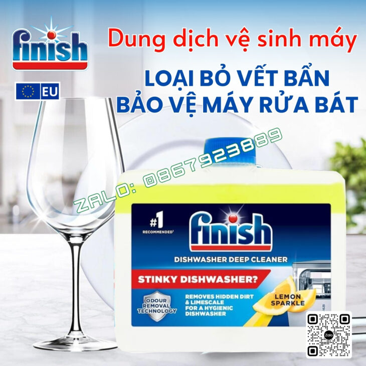 Viên vệ sinh máy rửa bát Finish Dishwasher Cleaner, loại bỏ mọi vết bẩn, hàng nhập khẩu chính hãng
