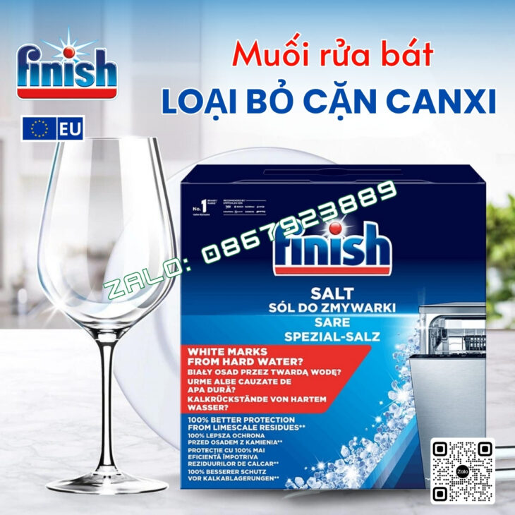 Chất trợ rửa cho máy rửa bát (MUỐI + NƯỚC LÀM BÓNG) – Finish hãng chính hãng nhập khẩu Châu Âu