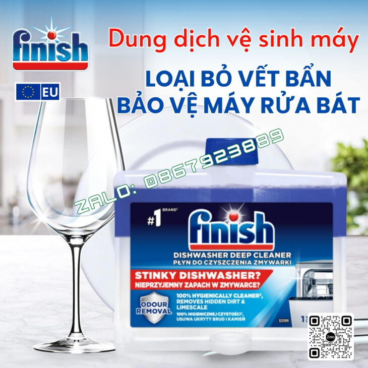 Viên vệ sinh máy rửa bát Finish Dishwasher Cleaner, loại bỏ mọi vết bẩn, hàng nhập khẩu chính hãng
