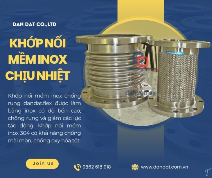 Khớp nối mềm inox, khớp nối mềm nối ren, khớp nối mềm inox công nghiệp, khớp chống rung máy bơm