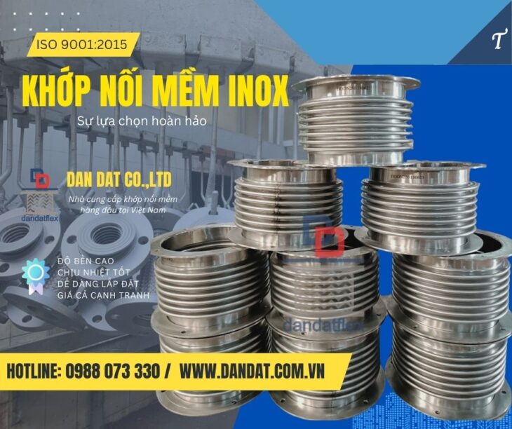 Khớp nối mềm nối bích, khớp nối mềm inox công nghiệp, khớp nối mềm inox chịu nhiệt, khopnoimem