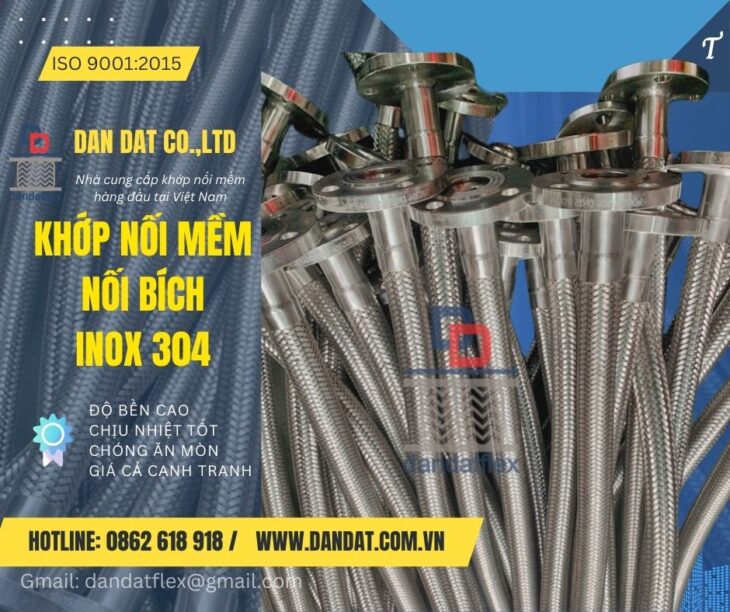Khớp nối mềm nối bích, khớp nối mềm inox công nghiệp, khớp nối mềm inox chịu nhiệt, khopnoimem
