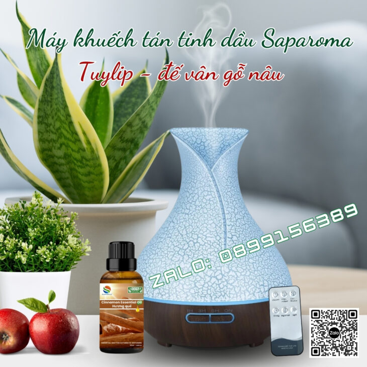 (TẶNG TINH DẦU) Máy xông tinh dầu phun sương Saparoma, thơm phòng, hỗ trợ khử mùi, Led 7 màu