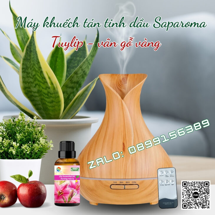 (TẶNG TINH DẦU) Máy xông tinh dầu phun sương Saparoma, thơm phòng, hỗ trợ khử mùi, Led 7 màu