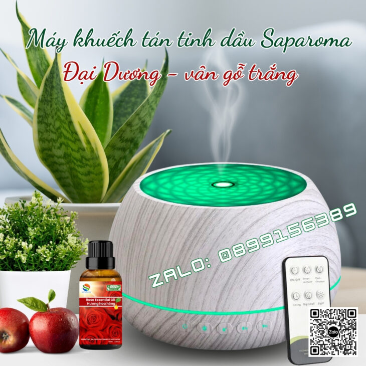 Máy xông tinh dầu Saparoma, loa Bluetooth, Led 7 màu, có Remote điều khiển (TẶNG TINH DẦU)