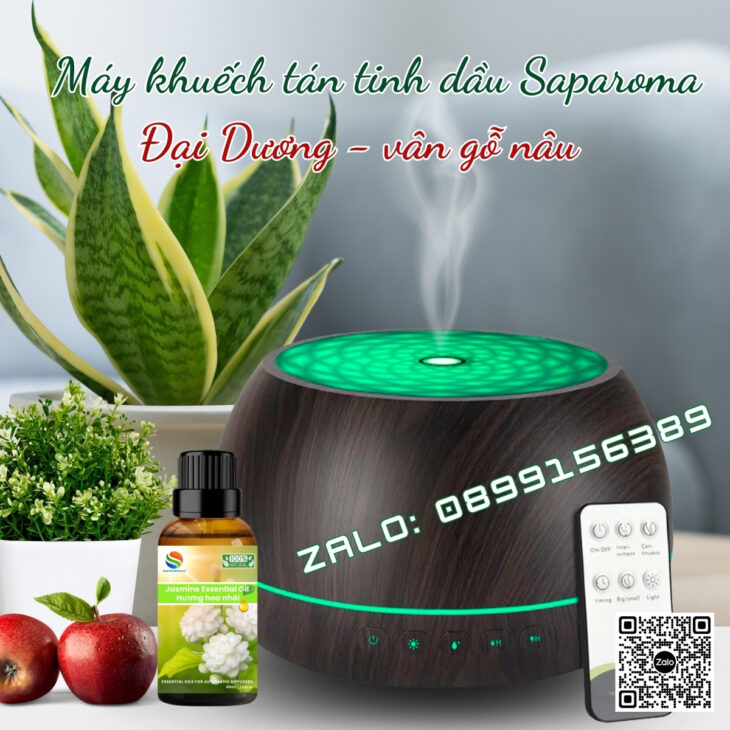 Máy xông tinh dầu Saparoma, loa Bluetooth, Led 7 màu, có Remote điều khiển (TẶNG TINH DẦU)