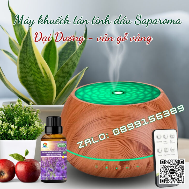 Máy xông tinh dầu Saparoma, loa Bluetooth, Led 7 màu, có Remote điều khiển (TẶNG TINH DẦU)