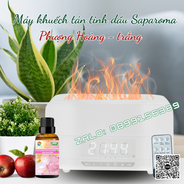 Máy xông tinh dầu Saparoma, loa Bluetooth, Led 7 màu, có Remote điều khiển (TẶNG TINH DẦU)