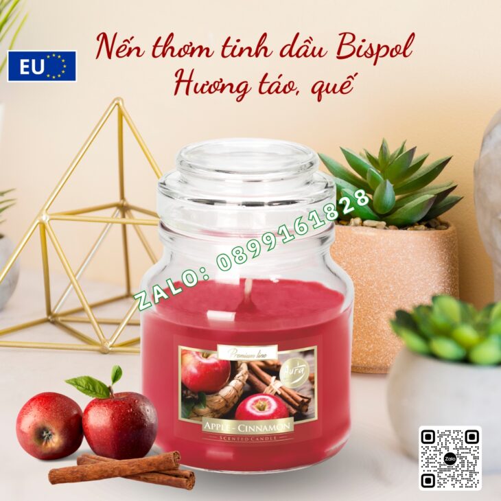 NẾN THƠM TINH DẦU CAO CẤP BISPOL 120g, THƠM PHÒNG DECOR TRANG TRÍ, HỖ TRỢ KHỬ MÙI, NHẬP KHẨU CHÂU ÂU