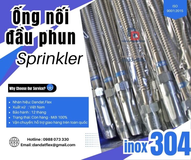 Ống nối đầu phun cứu hỏa, dây nối mềm đầu phun sprinkler, ống mềm PCCC, phụ kiện ống mềm chữa cháy